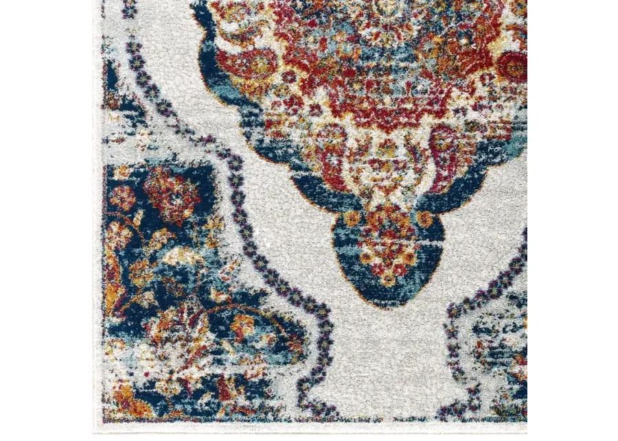 Entourage Malia Distressed Vintage Floral Persian Medallion 8x10 Area Rug