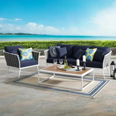 Stance 3 Piece Outdoor Patio Aluminum Sectional Sofa Set