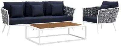 Stance 3 Piece Outdoor Patio Aluminum Sectional Sofa Set