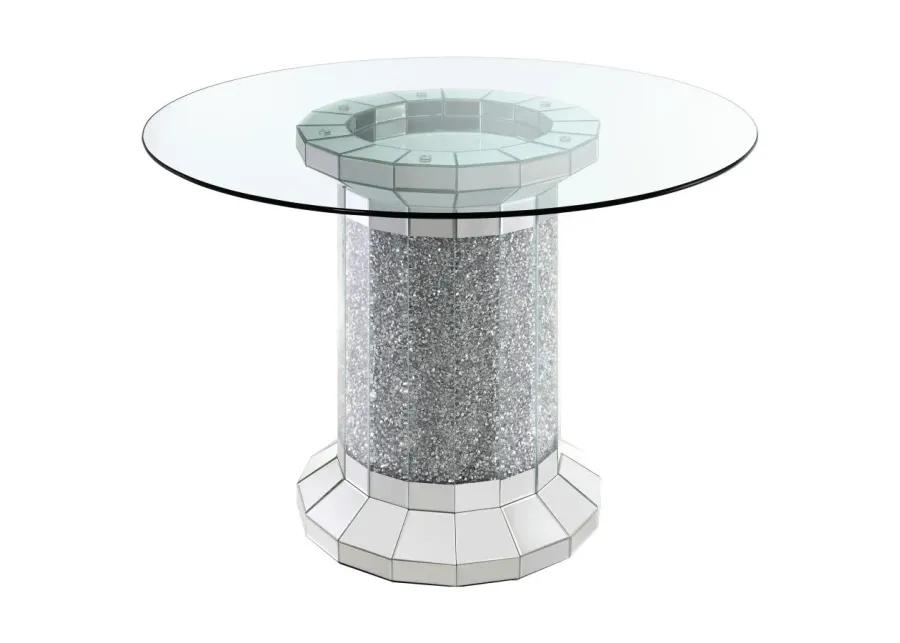 Ellie Pedestal Round Glass Top Counter Height Table Mirror