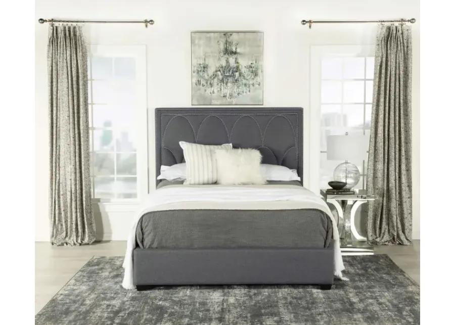 Bowfield Upholstered Bed with Nailhead Trim Charcoal