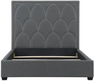 Bowfield Upholstered Bed with Nailhead Trim Charcoal