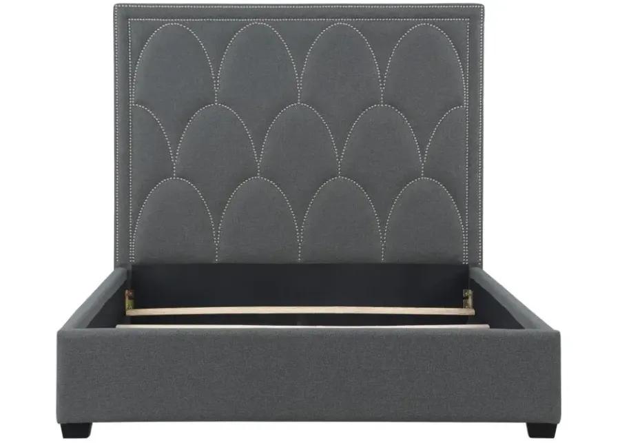 Bowfield Upholstered Bed with Nailhead Trim Charcoal