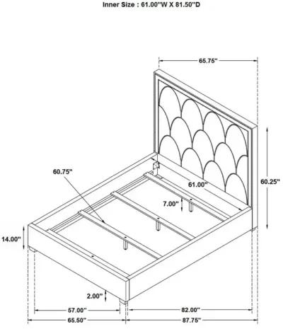 Bowfield Upholstered Bed with Nailhead Trim Charcoal