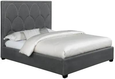 Bowfield Upholstered Bed with Nailhead Trim Charcoal