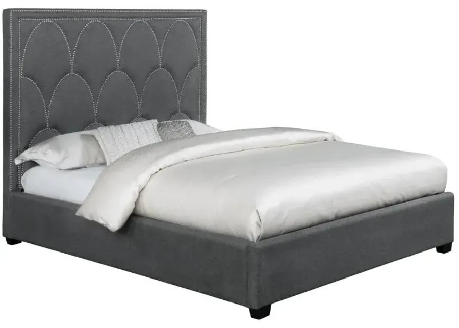 Bowfield Upholstered Bed with Nailhead Trim Charcoal