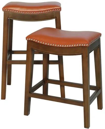 Elmo KD Bonded Leather Counter Stool, Pumpkin