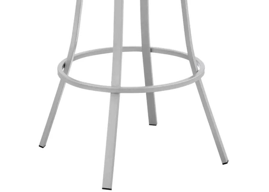 Valerie 30" Swivel White Faux Leather and Silver Metal Bar Stool