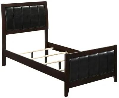 Carlton 5-piece Twin Upholstered Bedroom Set Cappuccino and Black