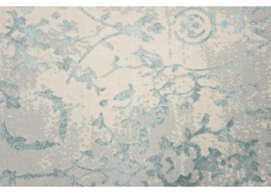 Chelsea Gray/Blue Vine/Scroll Polyester 2'7" x 9'6" Runner Rug