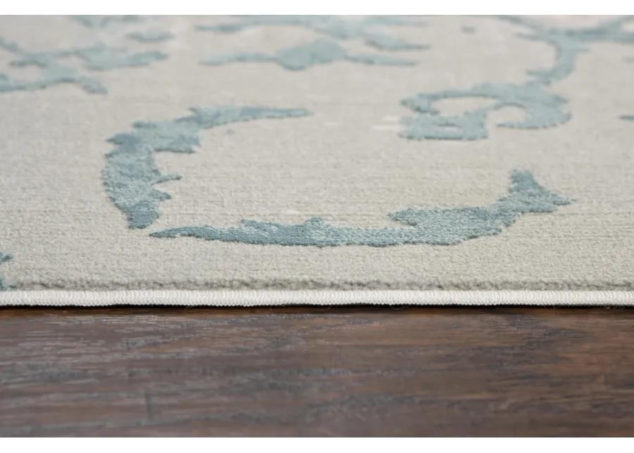 Chelsea Gray/Blue Vine/Scroll Polyester 2'7" x 9'6" Runner Rug