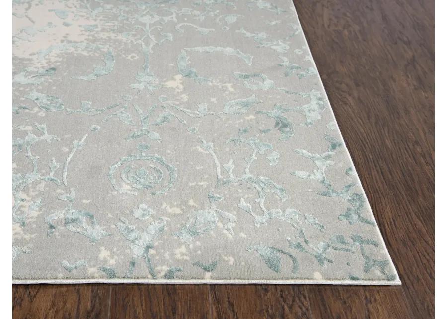 Chelsea Gray/Blue Vine/Scroll Polyester 2'7" x 9'6" Runner Rug