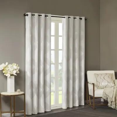 SunSmart Bentley Ivory Ogee Knitted Jacquard Total Blackout Curtain Panel