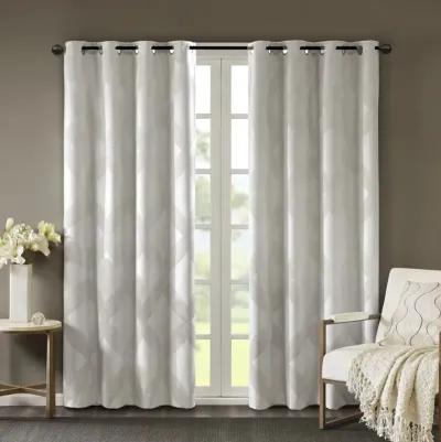 SunSmart Bentley Ivory Ogee Knitted Jacquard Total Blackout Curtain Panel