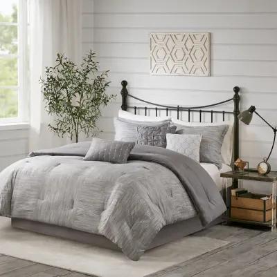 Madison Park Walter Grey 7 Piece Printed Seersucker Comforter Set