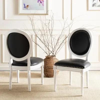 HOLLOWAY 19''H FRENCH BRASSERIE LEATHER OVAL SIDE CHAIR - SILVER NAIL HEADS - Set of 2