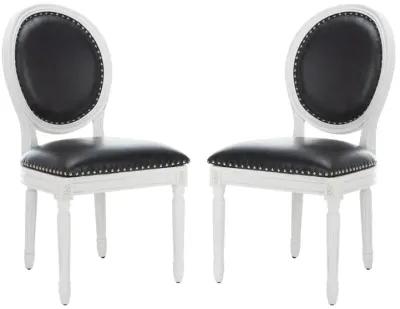 HOLLOWAY 19''H FRENCH BRASSERIE LEATHER OVAL SIDE CHAIR - SILVER NAIL HEADS - Set of 2