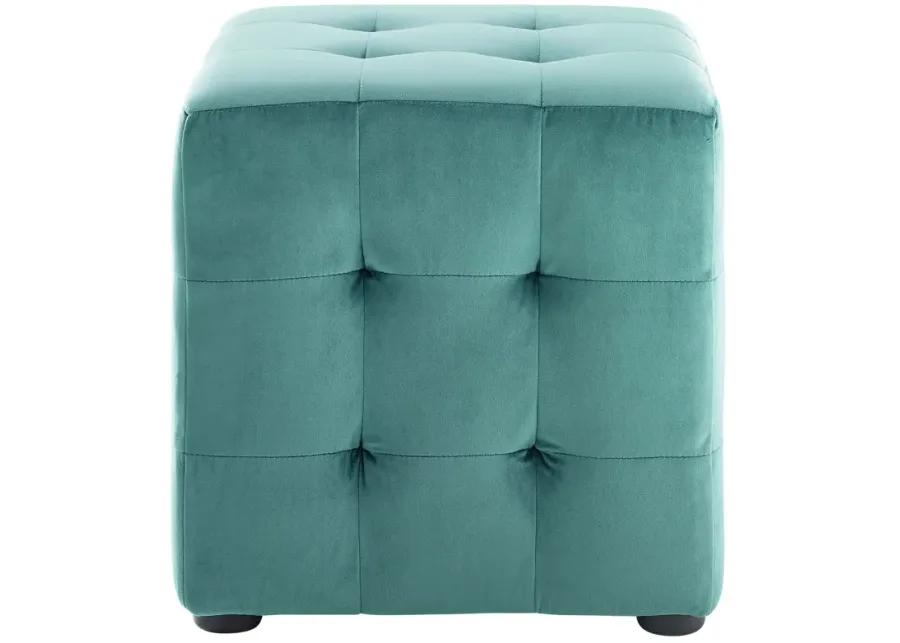 Contour Tufted Cube Performance Velvet Ottoman