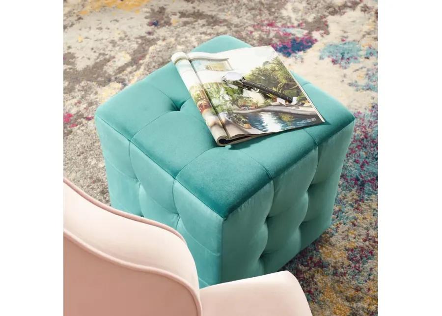 Contour Tufted Cube Performance Velvet Ottoman