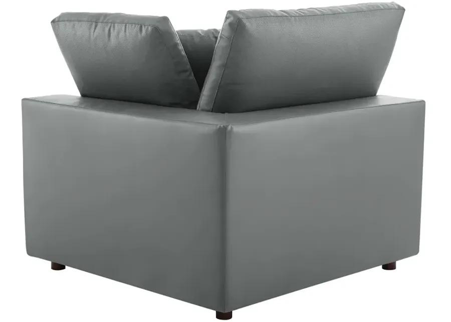 Commix Down Filled Overstuffed Vegan Leather 5-Piece Sectional Sofa