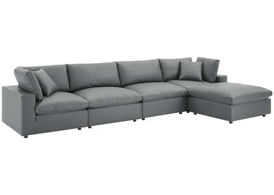 Commix Down Filled Overstuffed Vegan Leather 5-Piece Sectional Sofa