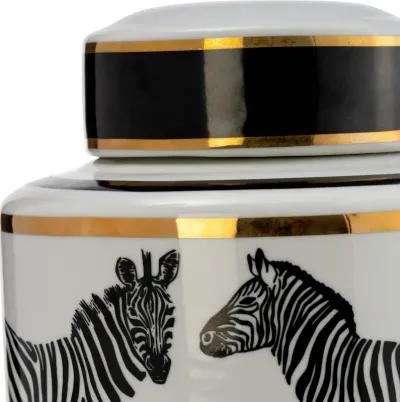 Zebra Lidded Ceramic 12" Jar