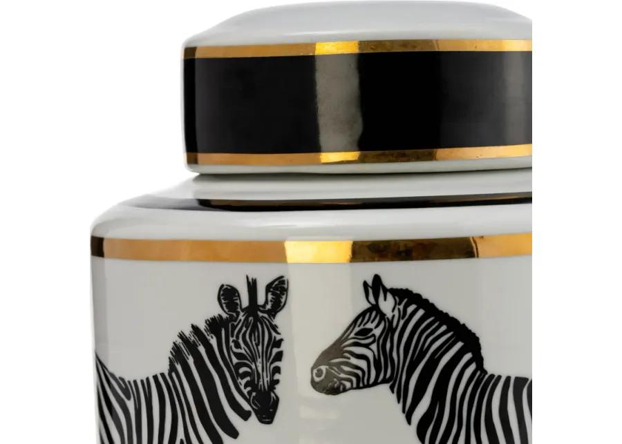 Zebra Lidded Ceramic 12" Jar