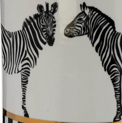 Zebra Lidded Ceramic 12" Jar