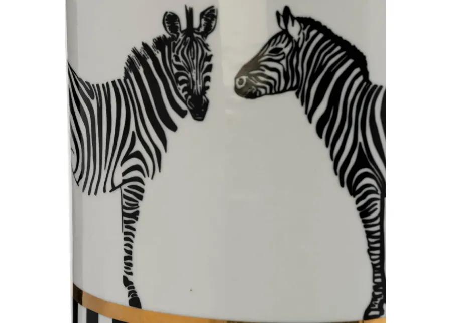 Zebra Lidded Ceramic 12" Jar