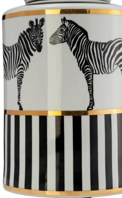 Zebra Lidded Ceramic 12" Jar