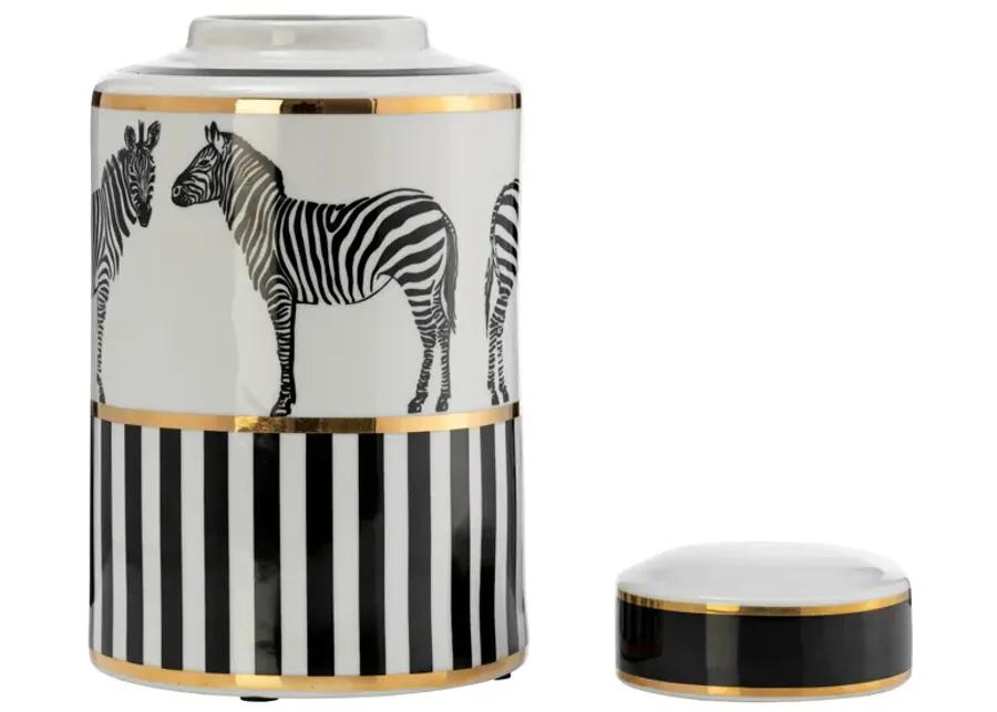 Zebra Lidded Ceramic 12" Jar