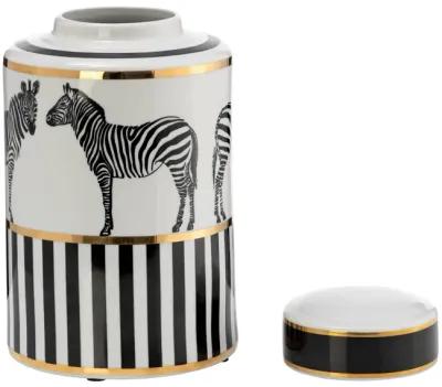 Zebra Lidded Ceramic 12" Jar