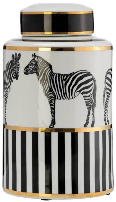 Zebra Lidded Ceramic 12" Jar