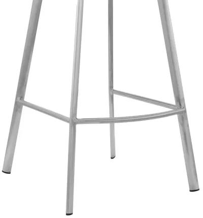 Aura White Faux Leather and Brushed Stainless Steel Swivel 30" Bar Stool