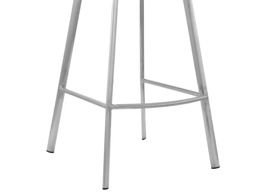 Aura White Faux Leather and Brushed Stainless Steel Swivel 30" Bar Stool