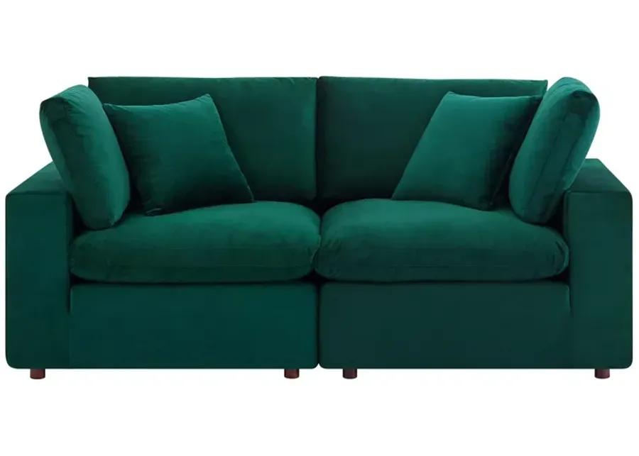 Commix Down Filled Overstuffed Performance Velvet Loveseat