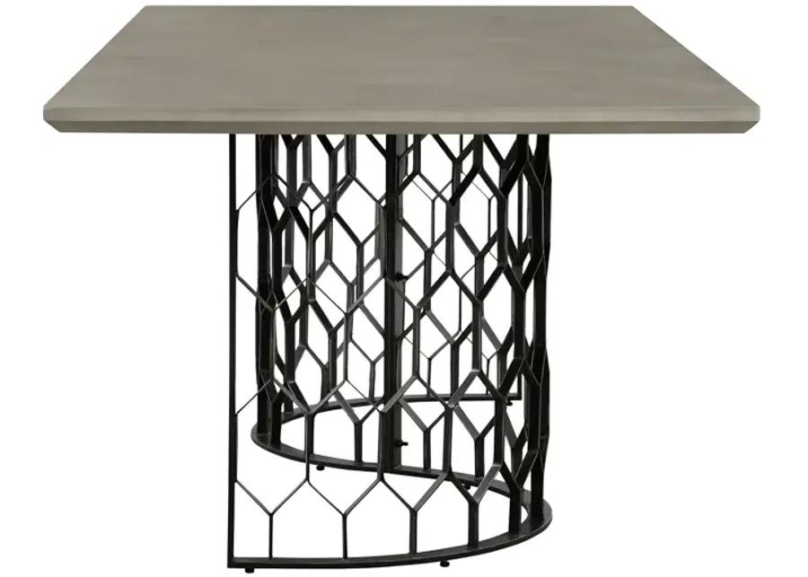 Solange Concrete and Black Metal Rectangular Dining Table