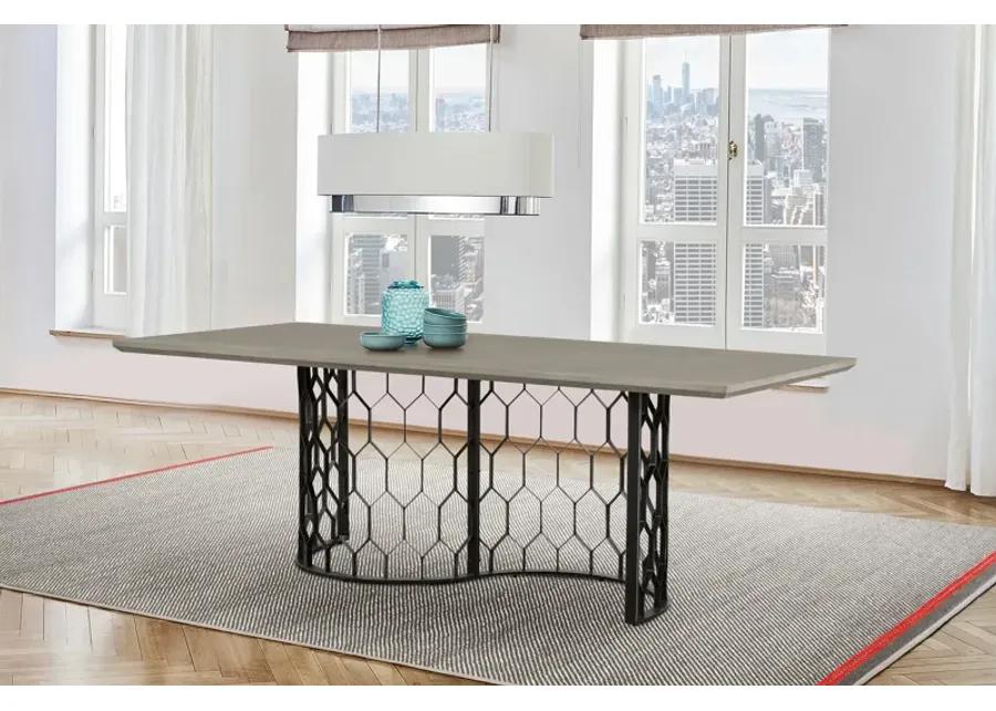 Solange Concrete and Black Metal Rectangular Dining Table