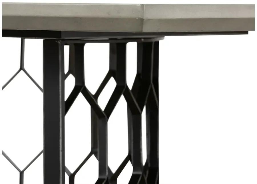 Solange Concrete and Black Metal Rectangular Dining Table