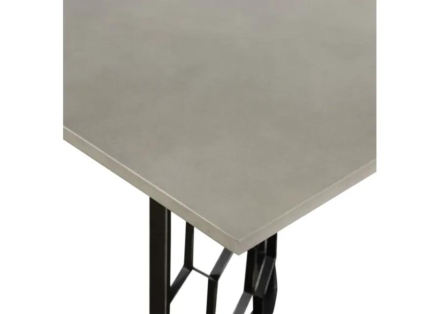 Solange Concrete and Black Metal Rectangular Dining Table