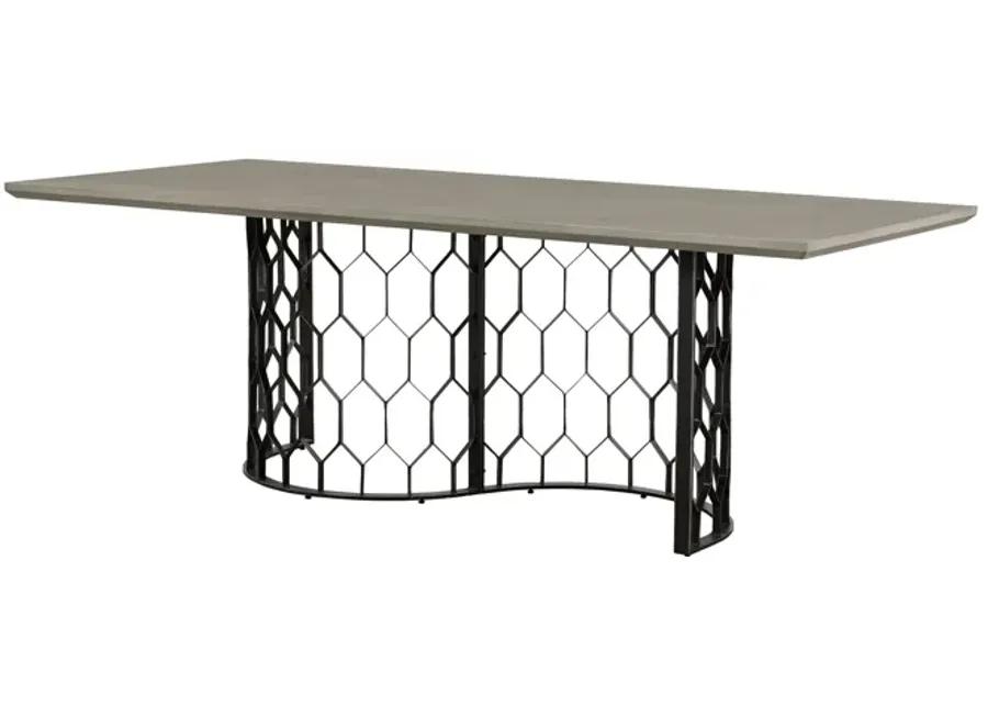 Solange Concrete and Black Metal Rectangular Dining Table