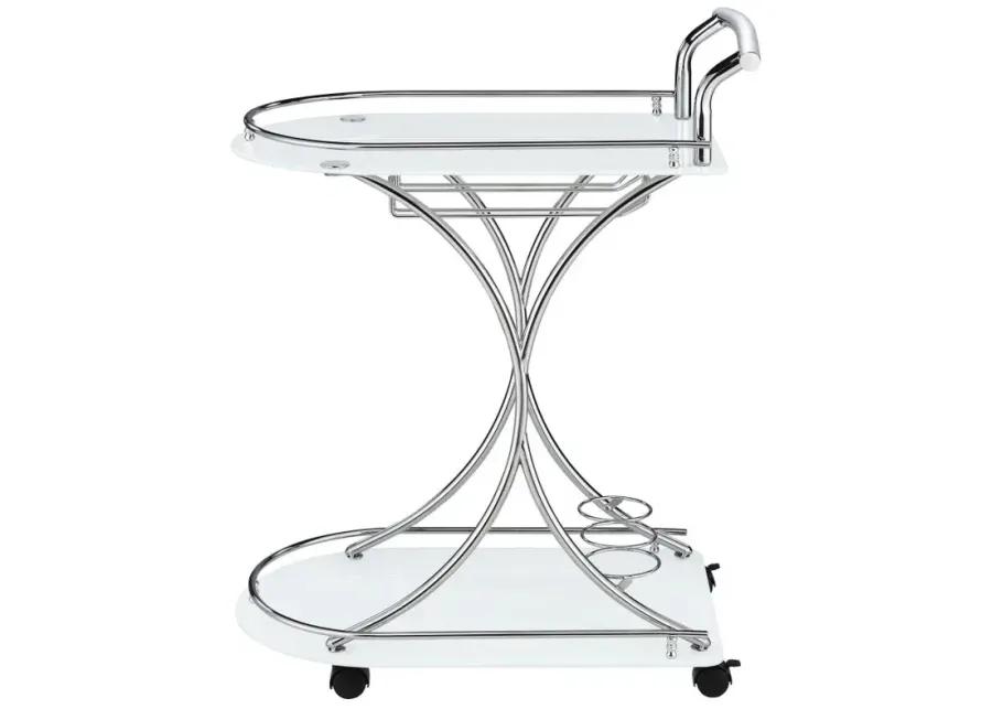 Elfman 2-shelve Serving Cart Chrome and White