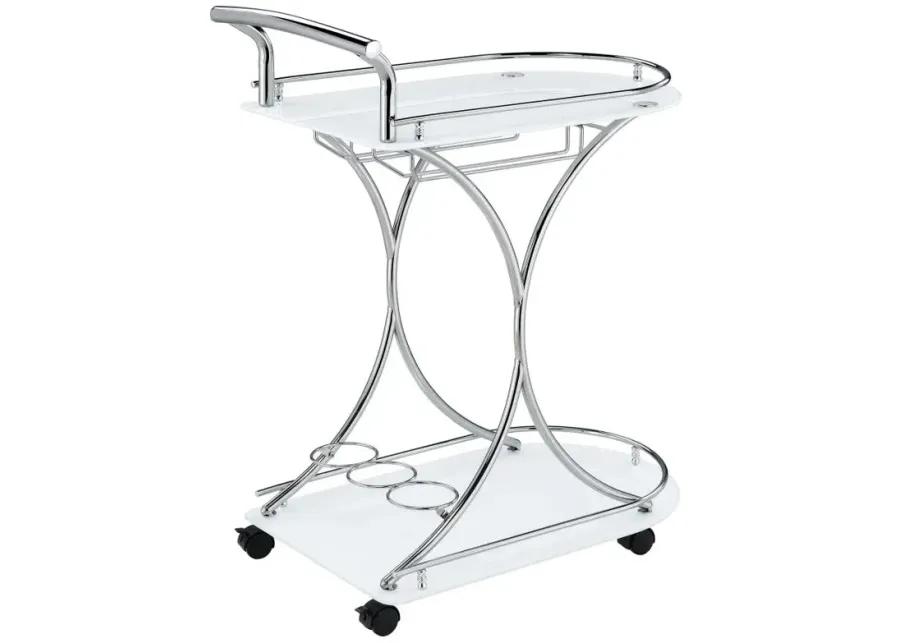 Elfman 2-shelve Serving Cart Chrome and White