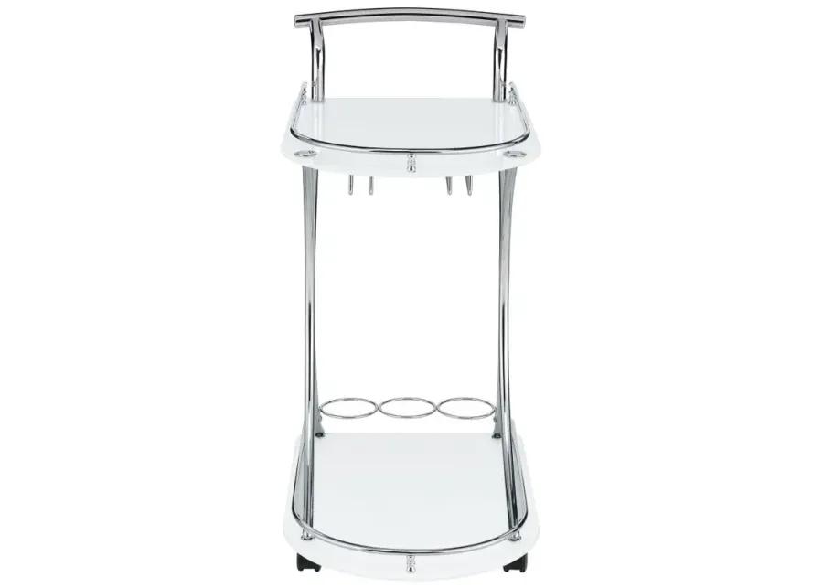 Elfman 2-shelve Serving Cart Chrome and White