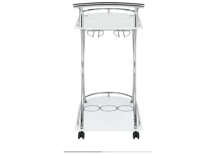 Elfman 2-shelve Serving Cart Chrome and White