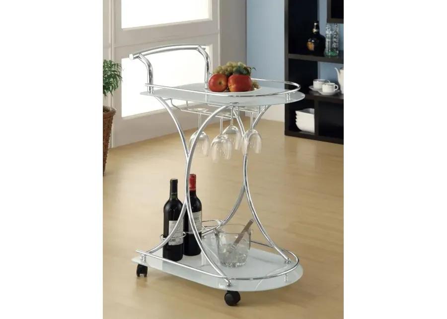 Elfman 2-shelve Serving Cart Chrome and White