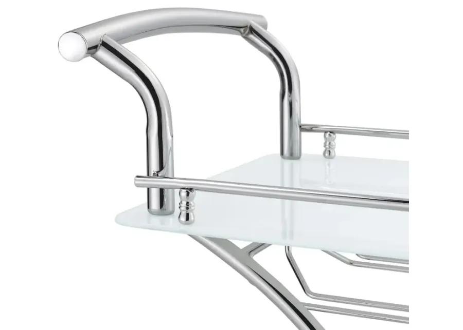 Elfman 2-shelve Serving Cart Chrome and White