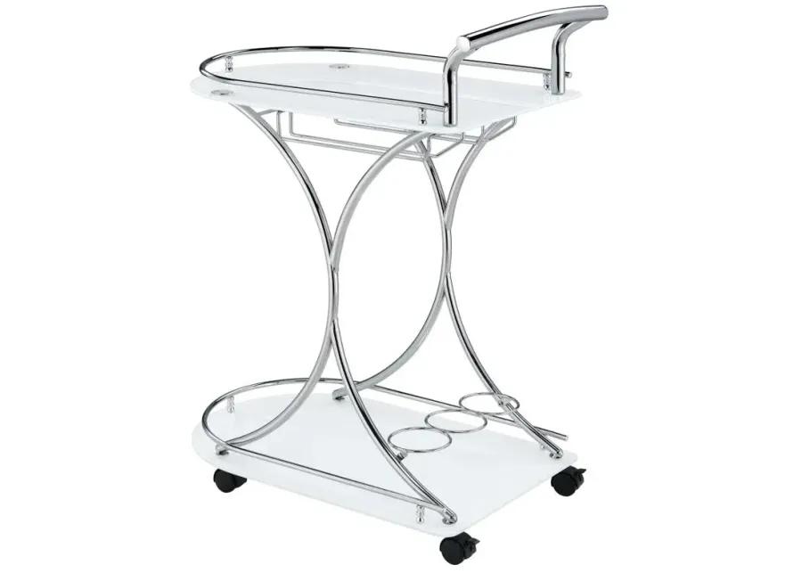 Elfman 2-shelve Serving Cart Chrome and White