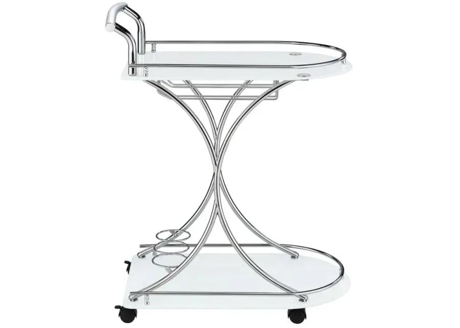 Elfman 2-shelve Serving Cart Chrome and White