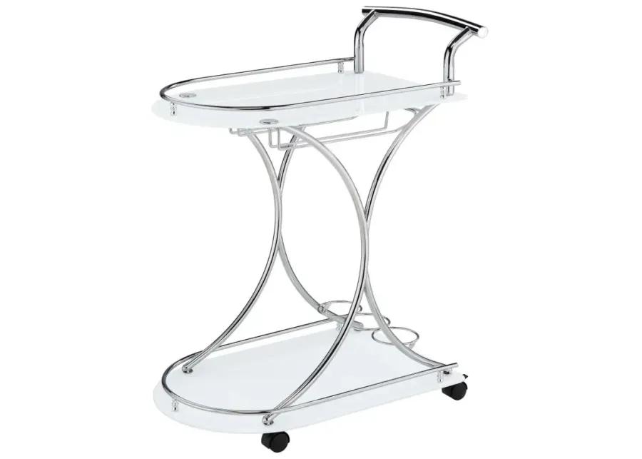 Elfman 2-shelve Serving Cart Chrome and White